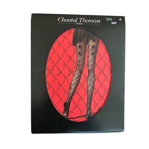 Chantal Thomass Paris Black Lace Pattern Novelty Tights Pantyhose Size 4